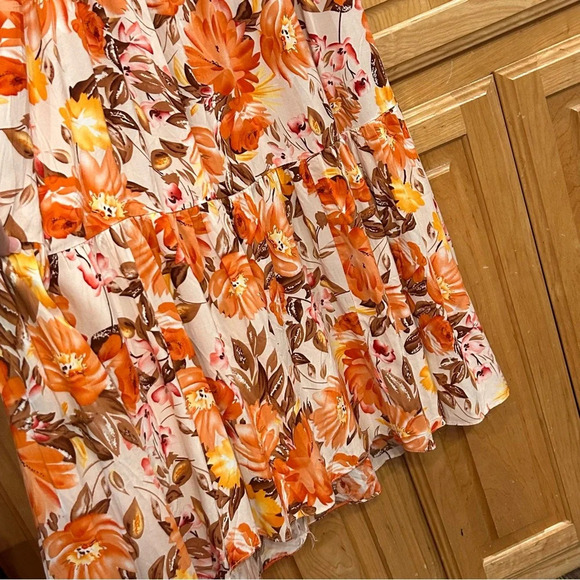 Petal & Pup Marietta Floral One-Shoulder Sundress Orange floral maxi size 4 - Picture 6 of 12